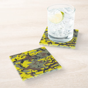 Gelbe und braune Camouflage, Militär, Armee Glasuntersetzer