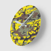 Gelbe und braune Camouflage, Militär, Armee Runde Wanduhr (Winkel)