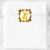 Gelbe und braune Giraffenfelder und Giraffenleiter Quadratischer Aufkleber (Tasche)