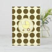 Gelbe und braune Polka Dot Baby Dusche Einladung (Stehend Vorderseite)