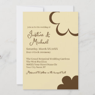 Gelbe und braune Retro-Blume Hochzeit Einladung
