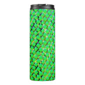 Gelbe und dunkle Spur, viereckig hellgrün. Thermosbecher (Rückseite)