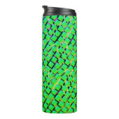 Gelbe und dunkle Spur, viereckig hellgrün. Thermosbecher (Nach rechts gedreht)