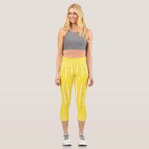 Gelbe und gelbe Caprihosen mit hoher Taille und Pu