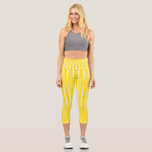 Gelbe und gelbe Caprihosen mit hoher Taille und Pu Capri Leggings