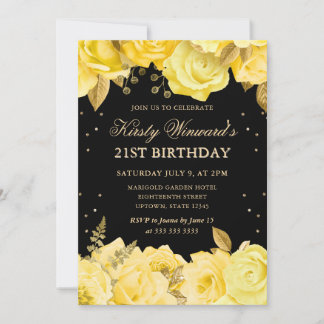 Gelbe und goldene Rose am 21. Geburtstag Einladung