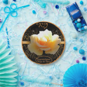 Gelbe und goldene Rose in Glanz Pappteller (Party)