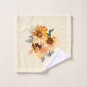 Gelbe und goldene Sonnenblumen Gelbgelber Hintergr Badhandtuch Set (Waschlappen)