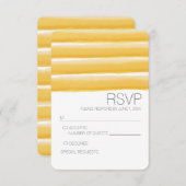 Gelbe und graue Aquarellstreifen Hochzeitszange RSVP Karte (Vorne/Hinten)