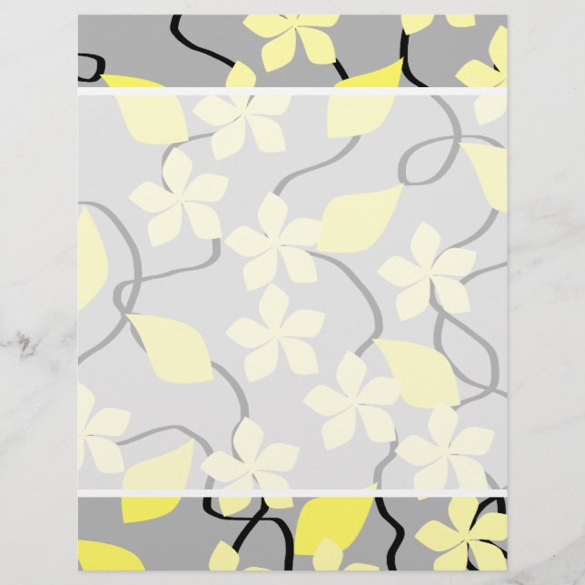 Gelbe und graue Blume. Blumenmuster (Vorderseite)