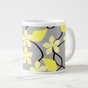 Gelbe und graue Blume. Blumenmuster Jumbo-Tasse