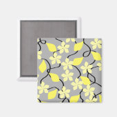 Gelbe und graue Blume. Blumenmuster Magnet (Vorderseite/Rückseite)