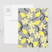 Gelbe und graue Blume. Blumenmuster Postkarte (Vorne/Hinten)