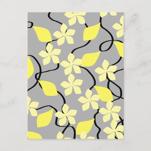 Gelbe und graue Blume. Blumenmuster Postkarte (Vorderseite)