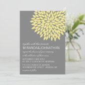 Gelbe und graue Blume Design Hochzeitseinladungen Einladung (Stehend Vorderseite)
