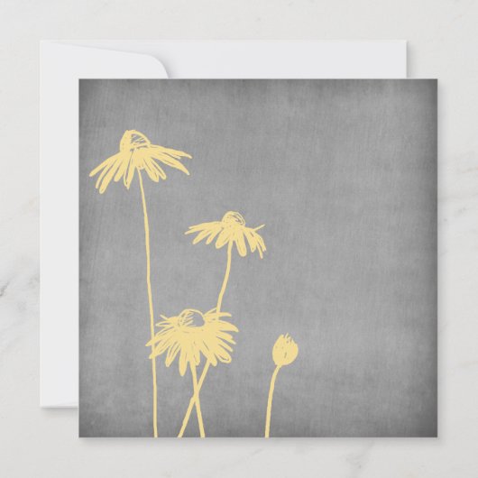 Gelbe und graue Blume Hochzeitsreise Einladung (Rückseite)