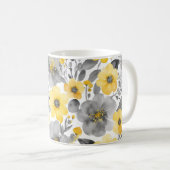 Gelbe und graue Blume in Aquarellfarben Kaffeetasse (VorderseiteRechts)