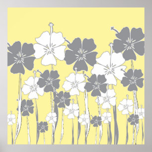 Gelbe und graue Blume Poster