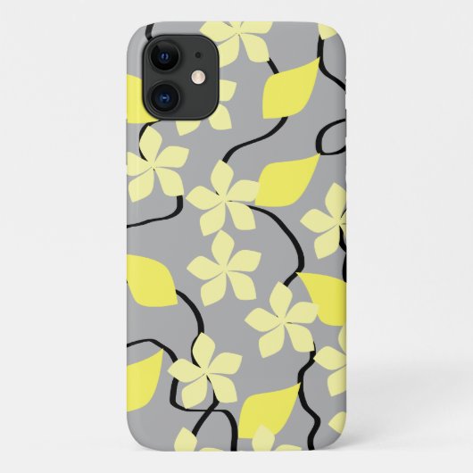 Gelbe und graue Blumen. Blumenmuster Case-Mate iPhone Hülle (Rückseite)