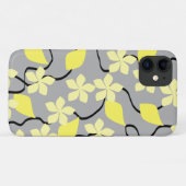 Gelbe und graue Blumen. Blumenmuster Case-Mate iPhone Hülle (Rückseite (Horizontal))