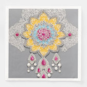 Gelbe und graue Blumenmuster Ai-Kunst Serviette (Vorderseite)
