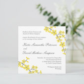 Gelbe und graue Blüten Einladung zur Hochzeit (Stehend Vorderseite)