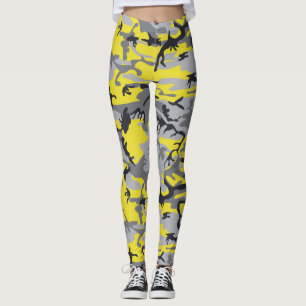 Gelbe und graue Camouflage, Militär, Armee Leggings
