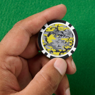 Gelbe und graue Camouflage, Militär, Armee Pokerchips