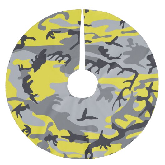 Gelbe und graue Camouflage, Militär, Armee Polyester Weihnachtsbaumdecke (Vorderseite)