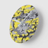 Gelbe und graue Camouflage, Militär, Armee Runde Wanduhr (Winkel)