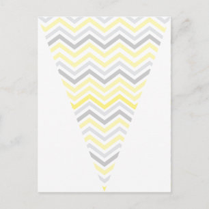 Gelbe und graue Chevron-Muster-Flaggen-Girlande-Fl Postkarte