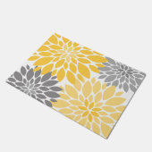 Gelbe und graue Chrysanthemen Blumenmuster Fußmatte (Schrägansicht)