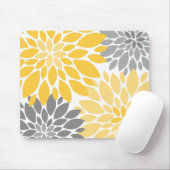 Gelbe und graue Chrysanthemen Blumenmuster Mousepad (Mit Mouse)