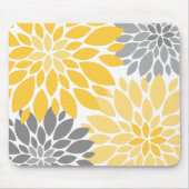 Gelbe und graue Chrysanthemen Blumenmuster Mousepad (Vorne)