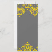 Gelbe und graue Damast Einladung zur Hochzeit (Rückseite)