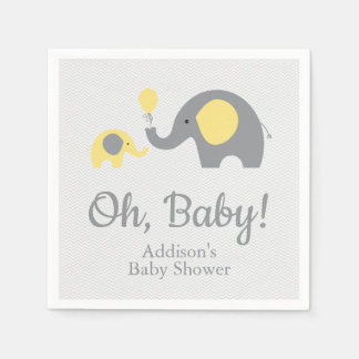 Gelbe und graue Elefant Babydusche Napkins Serviette