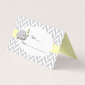 Gelbe und graue Elephant Babydusche | PLATZKARTEN Visitenkarten (Rückseite)