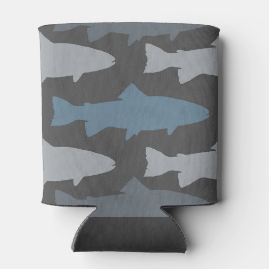 Gelbe und graue Fun Trout Fish Muster Dosenkühler (Rückseite)