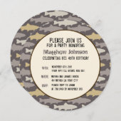 Gelbe und graue Fun Trout Fish Muster Einladung (Vorne/Hinten)