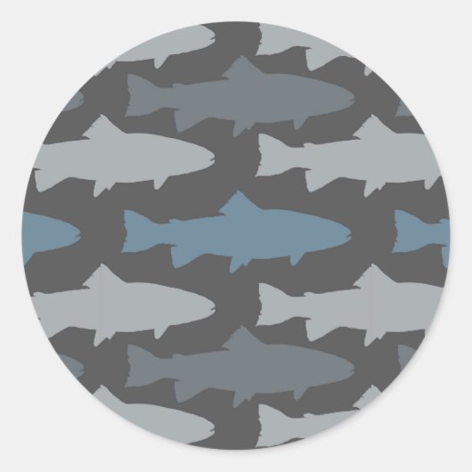 Gelbe und graue Fun Trout Fish Muster Runder Aufkleber (Vorderseite)