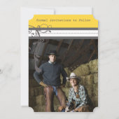 Gelbe und graue Funky-Wirbel beim Hochzeitsdatum s Save The Date (Rückseite)