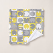 Gelbe und graue geometrische Formen Badhandtuch Set (Waschlappen)