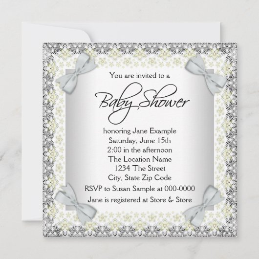 Gelbe und graue Girl Dusche Einladung (Rückseite)