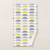 Gelbe und graue Halbkreise auf weiß Badhandtuch Set (Handtuch)