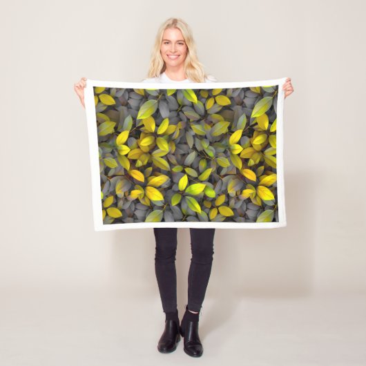 Gelbe und graue Herbstblätter Muster Fleece-Decke Fleecedecke (Beispiel)