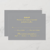 Gelbe und graue Hochzeit RSVP Karte (Vorne/Hinten)