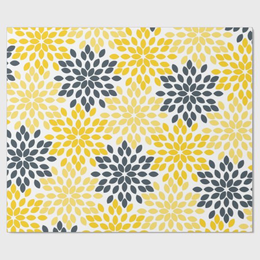 Gelbe und graue Holzkohle Moderne Blütenpracht Geschenkpapier (Flach)