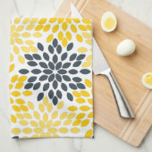 Gelbe und graue Holzkohle Moderne Blütenpracht Handtuch (Viertel Falte)