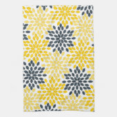 Gelbe und graue Holzkohle Moderne Blütenpracht Handtuch (Vertikal)