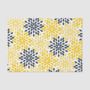 Gelbe und graue Holzkohle Moderne Blütenpracht Seidenpapier